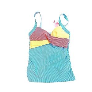 NWT lands end striped criss cross front multi color athletic/ swim top size 4